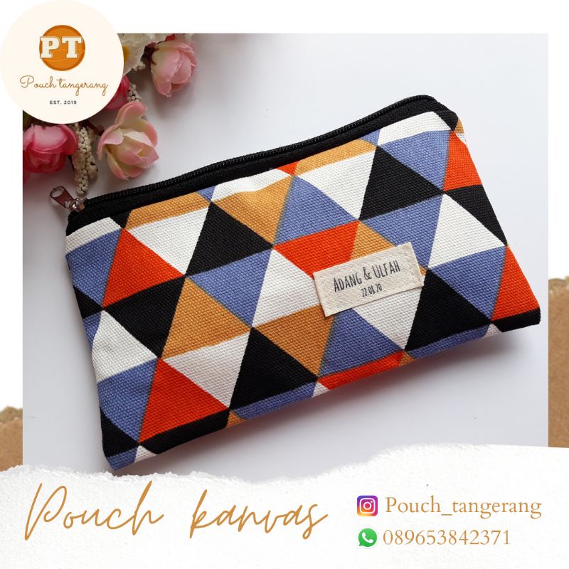 Souvenir Pouch Kanvas ukuran 20x13 cm | Dompet kanvas besar | Pouch Make up