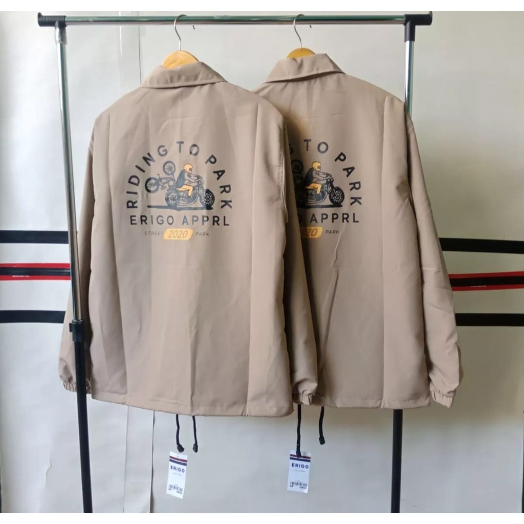 Jaket Parasut Coach Erigoo Apparel Cream Bike Motoran Premium Pria Wanita Unisex