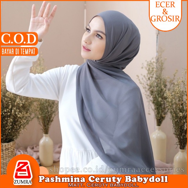 Pashmina Ceruty Baby doll ukuran 160cm, 180cm dan 200cm Jumbo Pasmina Syari Malay Premium