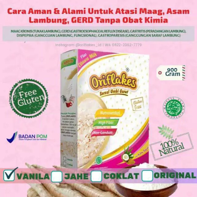 

Oriflakes Original 150gr gram, 350gr gram, 900gr gram Solusi Maag, Asam Lambung, GERD