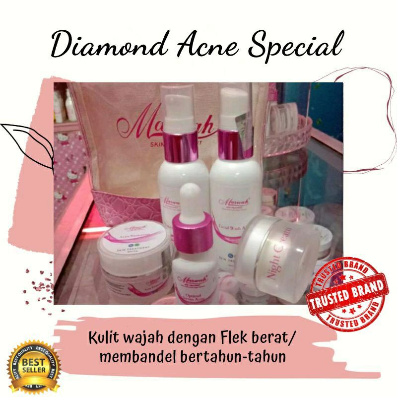 (versi klinik) Marwah Skincare paket acne spesial / isi 5 / free serum / free pouch