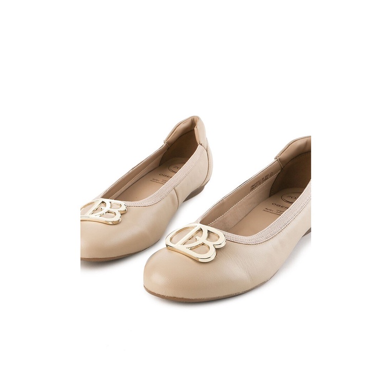 SEPATU FLAT KULIT OBERMAIN WANITA ORIGINAL BRANDED TERBARU BEIGE OW37