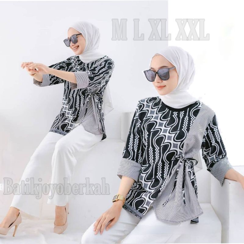 tey-17 Batik wanita ASJ SA HRB026 Kenongo Kemeja Tosca Pendek