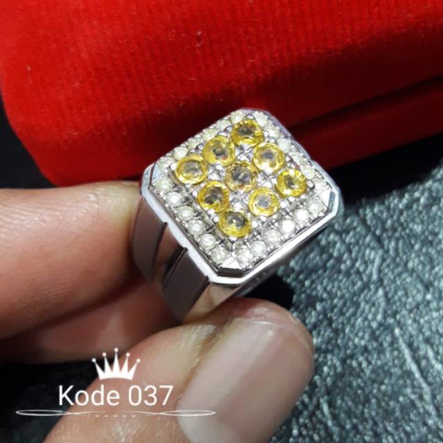 Yellow sapphire 9 pcs keliling berlian + memo