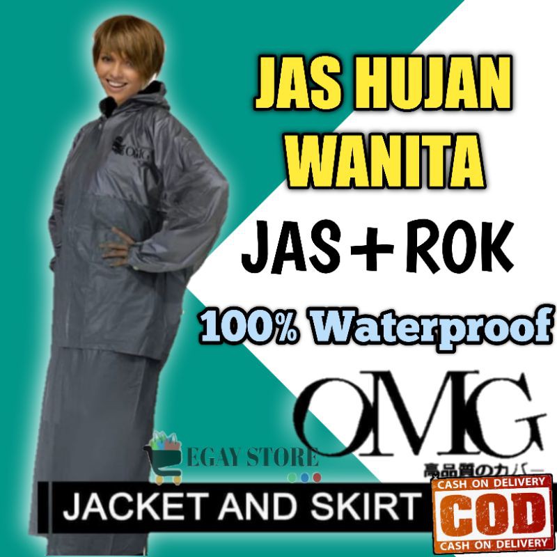 JAS HUJAN WANITA PEREMPUAN CEWEK SETELAN ROK MODERN MODIS ANTI TEMBUS AIR RAINCOAT WATERPROOF OMG