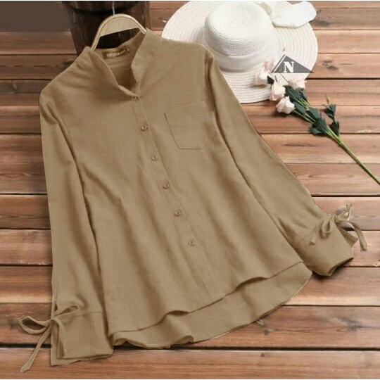 Baju Blouse Leni/Atasan Wanita Baju Kemeja Blouse/Blouse Lengan Panjang Casual