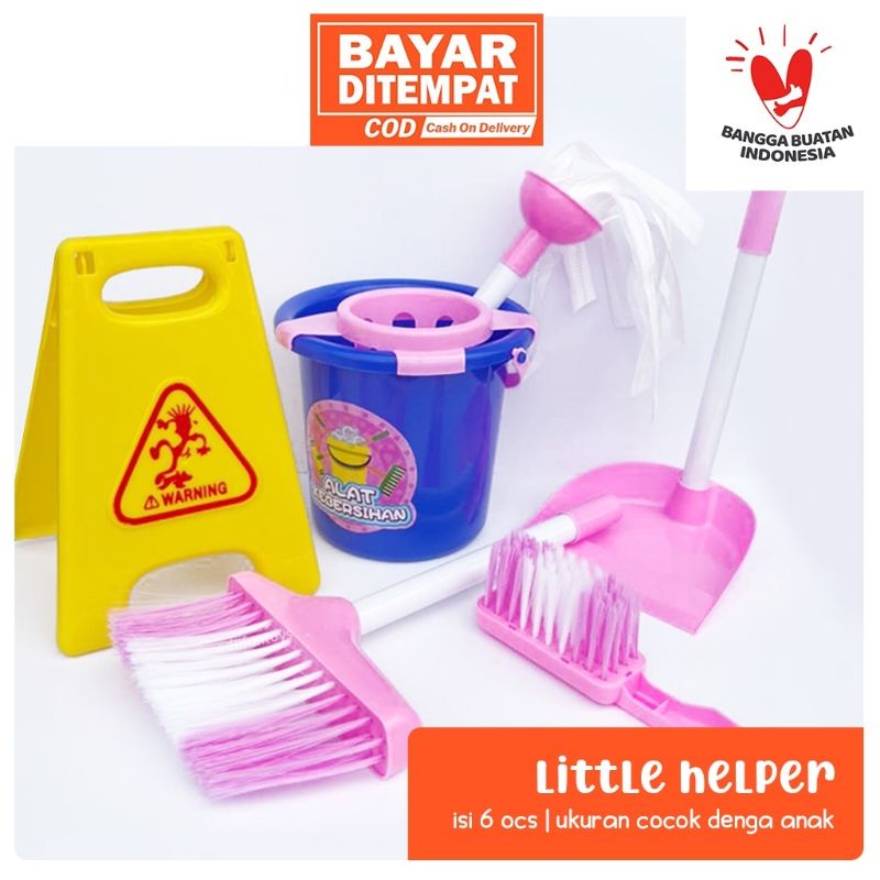 Little Helper Mainan Alat Kebersihan Little Helper Kantong Cleaning Set Mainan Sapu Pel Mainan Anak