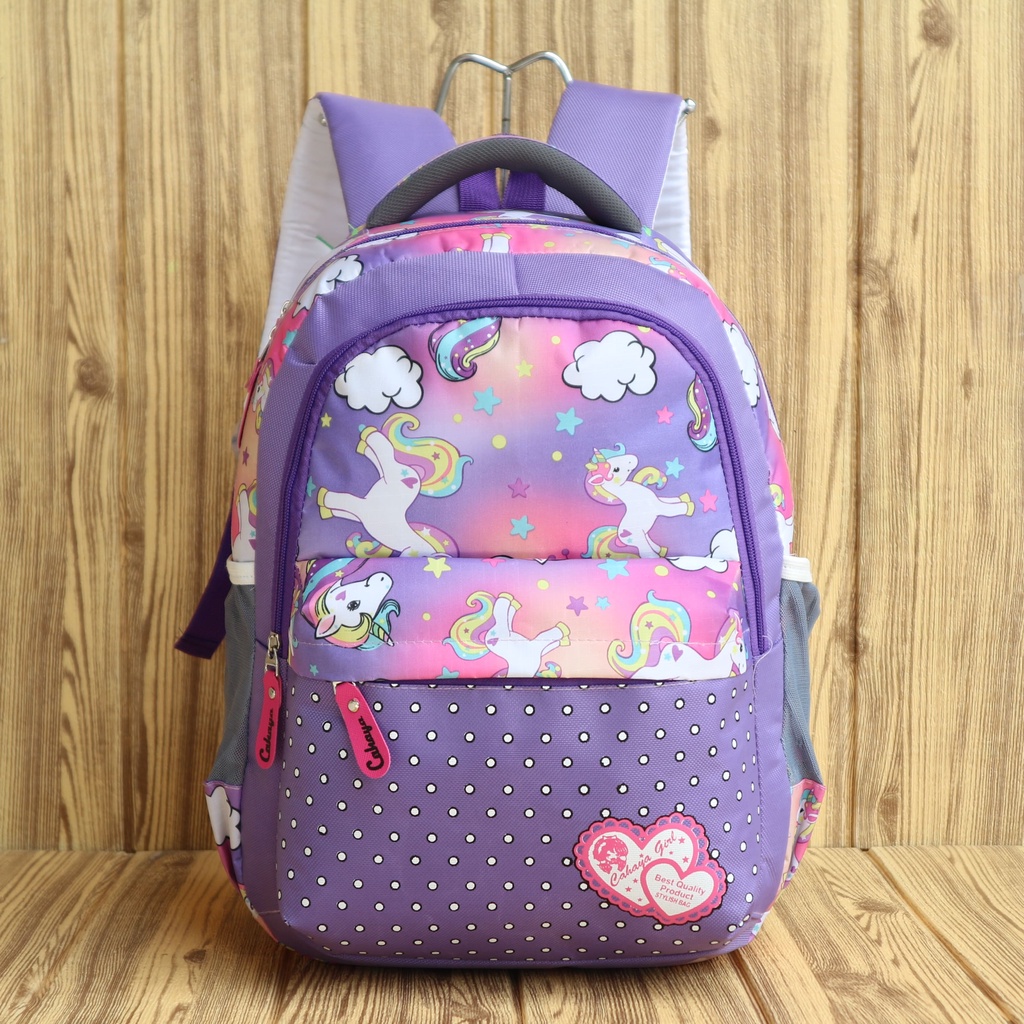 Tas Cahaya Ungu Motif Unicorn Little Pony Ransel Sekolah SD TK Murah Trendy Berkualitas Tas Ransel Cewek Ala Korea Free Raincover Backpack Sekolah Anak Perempuan Kuda Pony Pink Biru