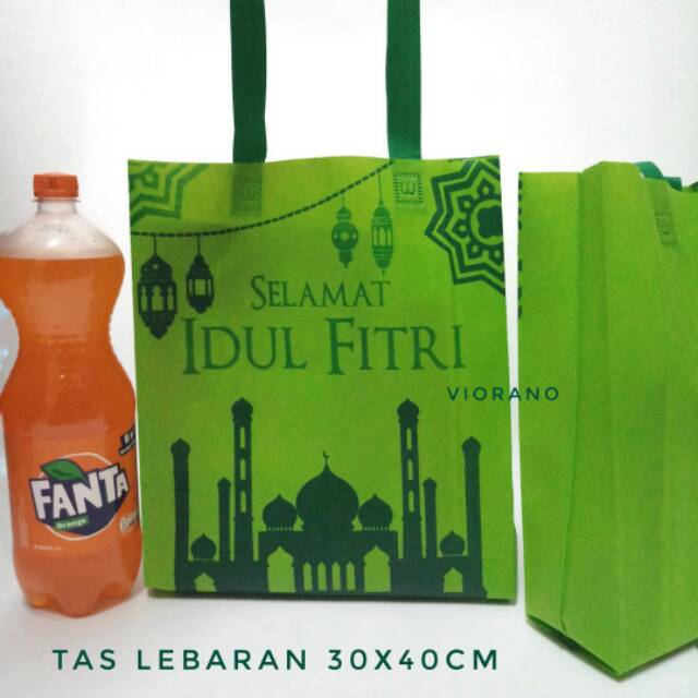 Tas Kain Bingkisan Lebaran Tapak Press / Tas Souvenir Lebaran / Goodie Bag Idul Fitri 30x40cm