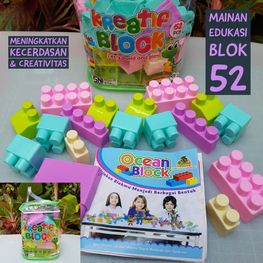 ocean block OCT 9200 - Mainan Anak Edukatif / Edukasi Kreatif Blok Block kolong besar isi 52 PC OCT9200  /     KREATIF BLOCK LEGO BLOCKS EDUCATION Isi 52 pcs - Mainan Balok Anak Blok