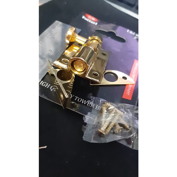 GRENDEL ALUMINIUM 2&quot; GP/ SELOT SLOT JENDELA PINTU LEMARI KANDANG GOLD