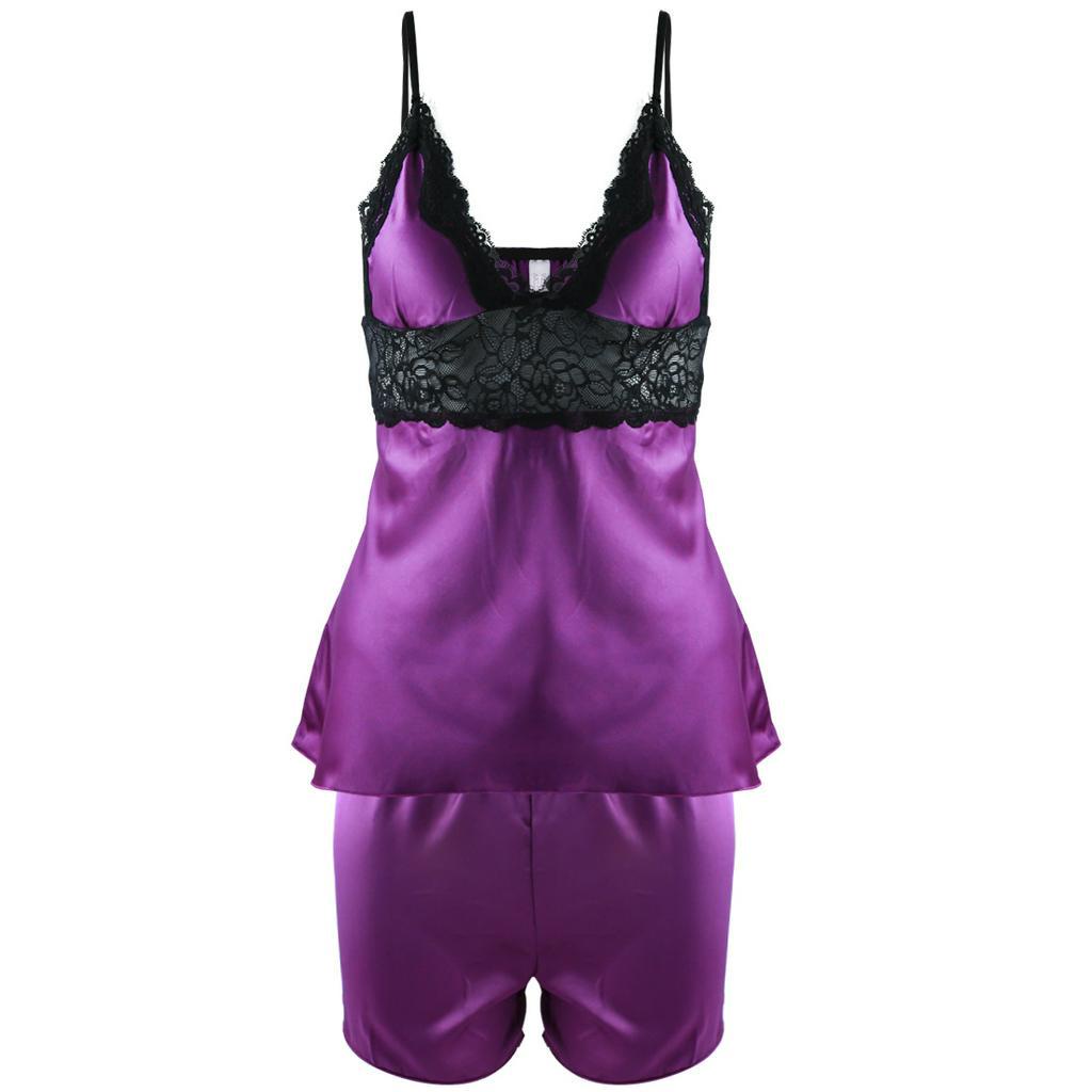 Baju Tidur Nighwear Sexy Silk Satin Lembut 1 Set Renda Cantik Baju Santai -Baju Tidur BT01