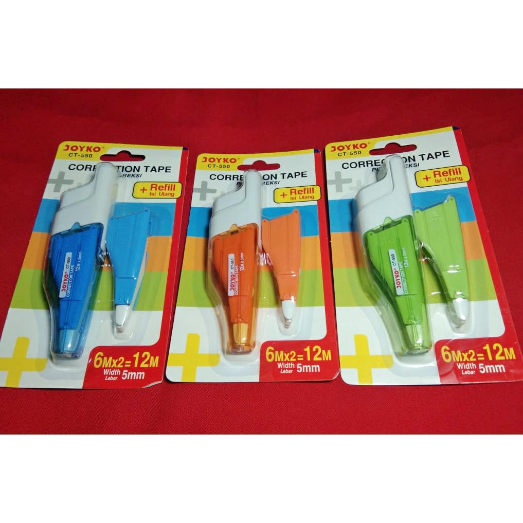 

Joyko Correction Tape CT-550 ( Orange / Biru / Hijau ) + Refill