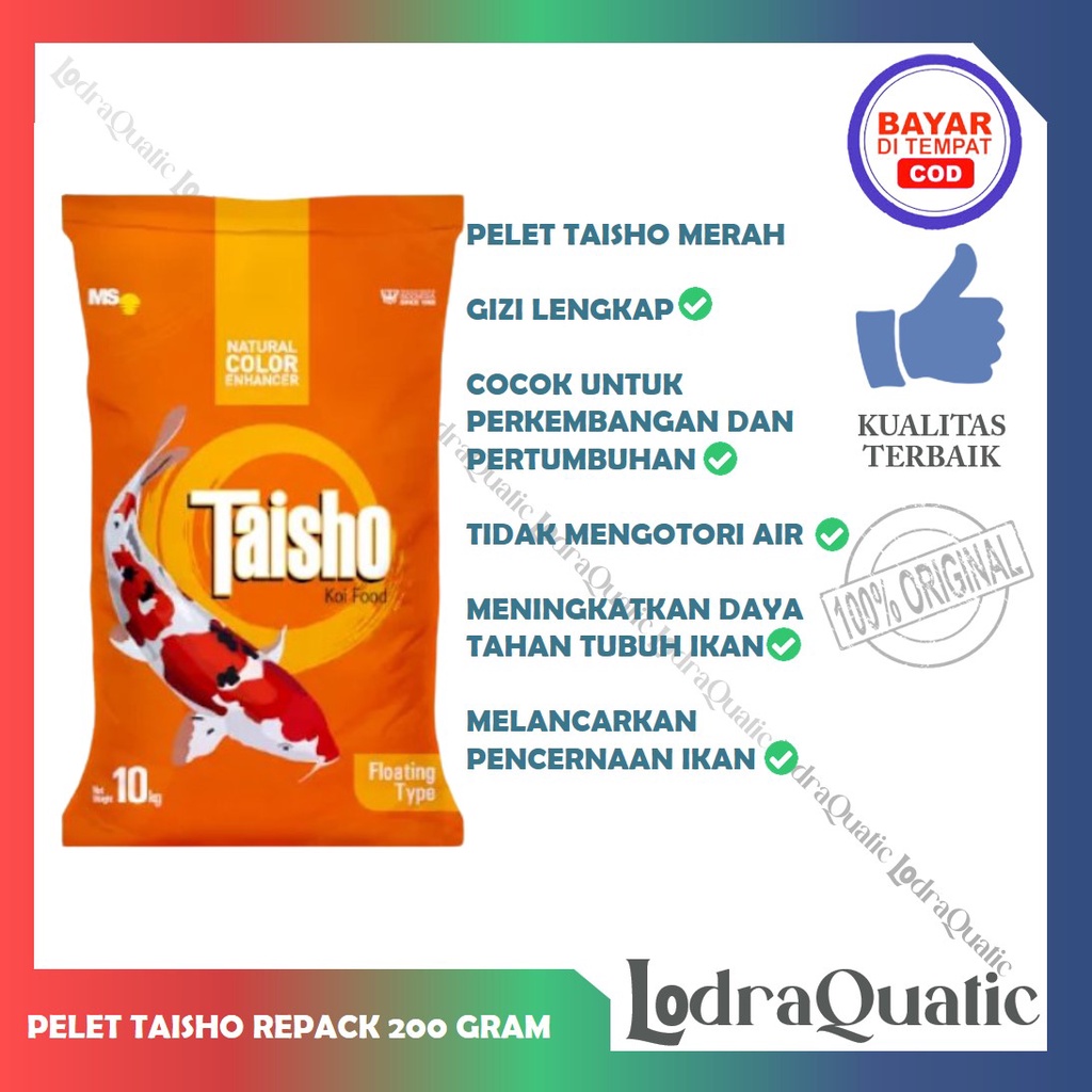 PROMO MURAH PELET IKAN KOI TAISHO REPACK 200 GRAM KEMASAN 200 GRAM ORIGINAL PAKAN IKAN KOI PAKAN IKAN MAS PELET IKAN HIAS PELET CUPANG PELET GUPPY PELET IKAN KOKI PELET KURA KURA PAKAN KURA KURA