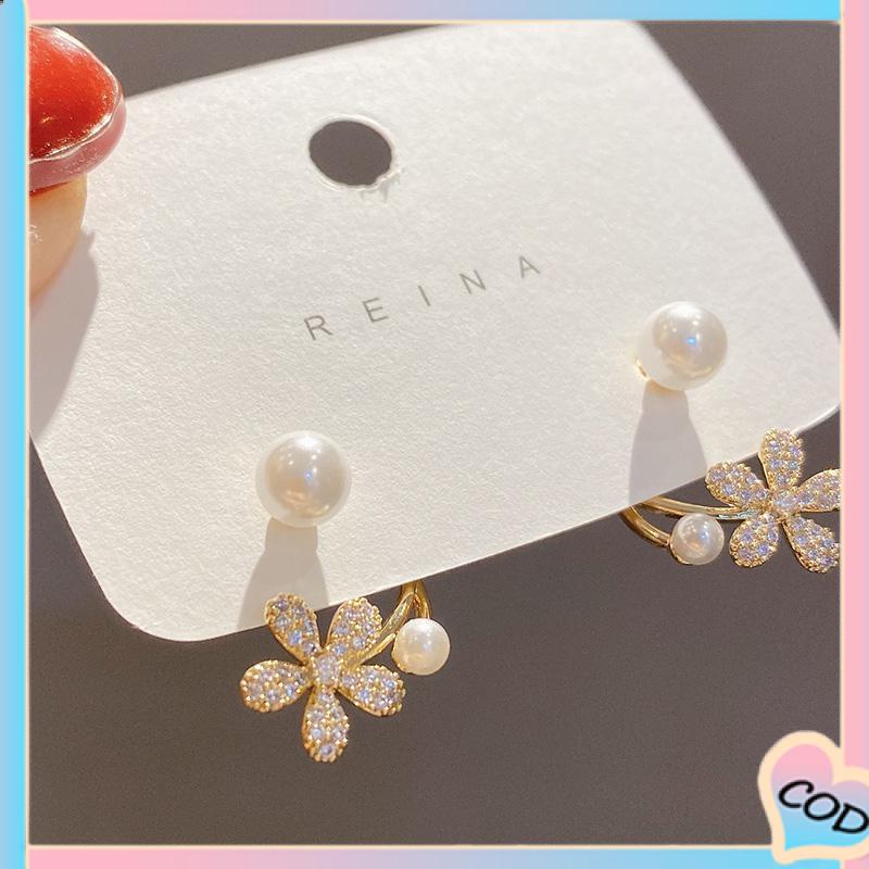 COD❤️ 925 Perak Jarum Ikan Korea Ekor Mutiara 2021 Baru Trendi Elegan Fashion Stud Earrings-A.one