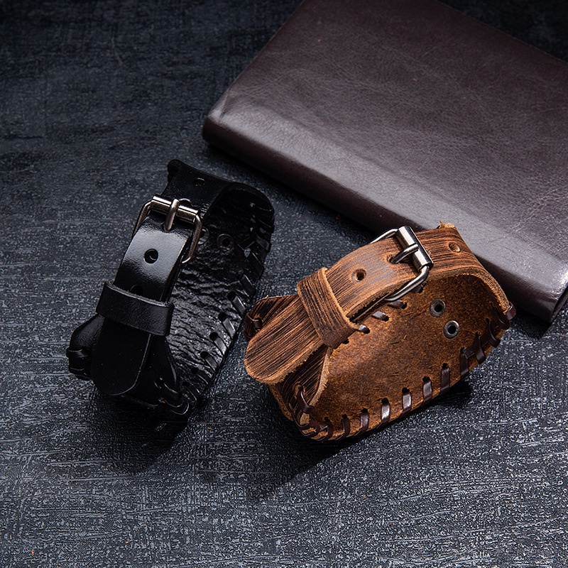 Gelang Tangan Tali Kulit Gaya Retro Viking Norway Thor Untuk Aksesoris Pria / Wanita