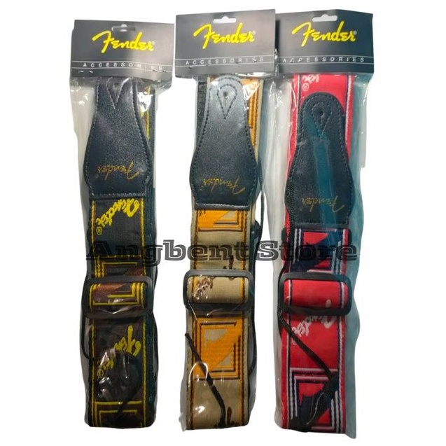 Fender Strap Gitar Fender Sabuk Gitar Elektrik Akustik Strap Gitar Premium Original Import