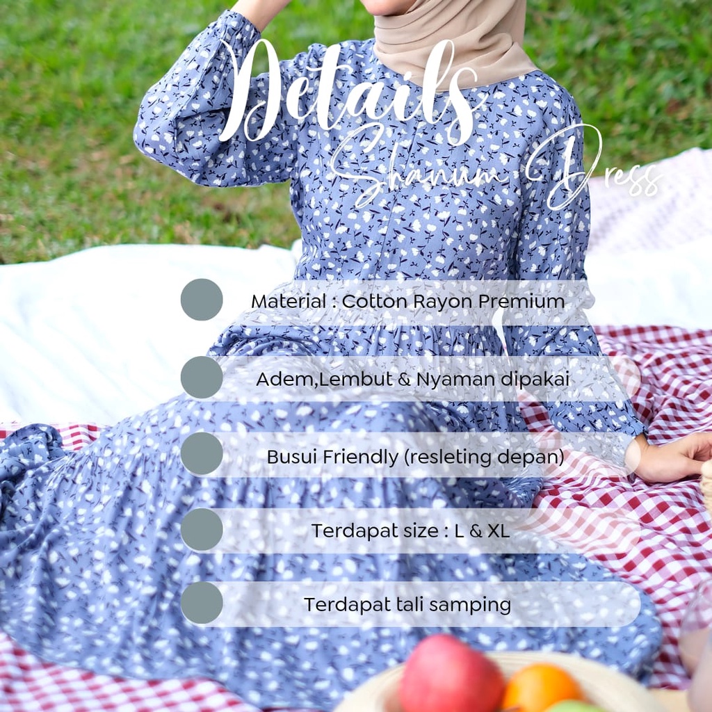 New - Gamis Dewasa Jumbo/Homey Dress Shanum-Bahan Katun Rayon Premium Motif Flower-Busana Muslimah Dewasa