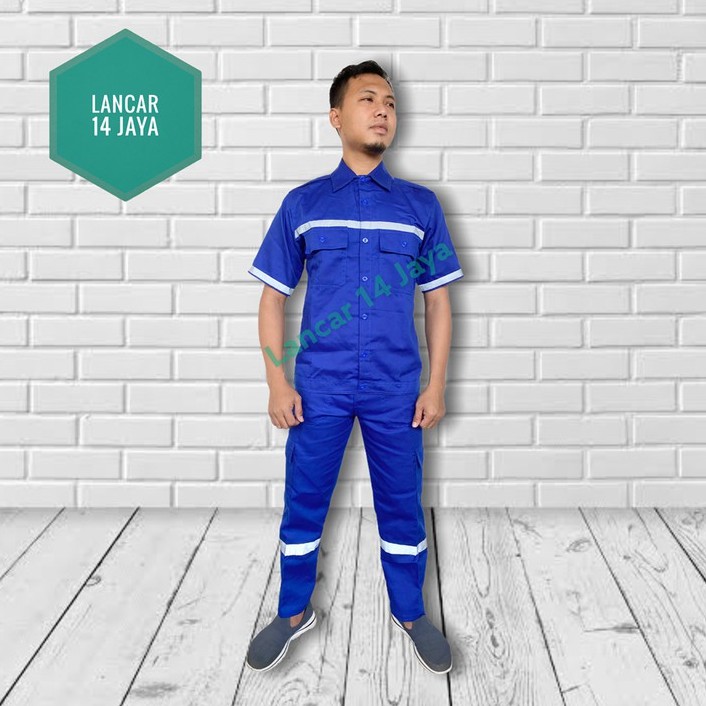 Stelan Wearpack Coverall Safety Pendek / Setelan Katelpak Baju dan celana / Seragam Kerja Proyek