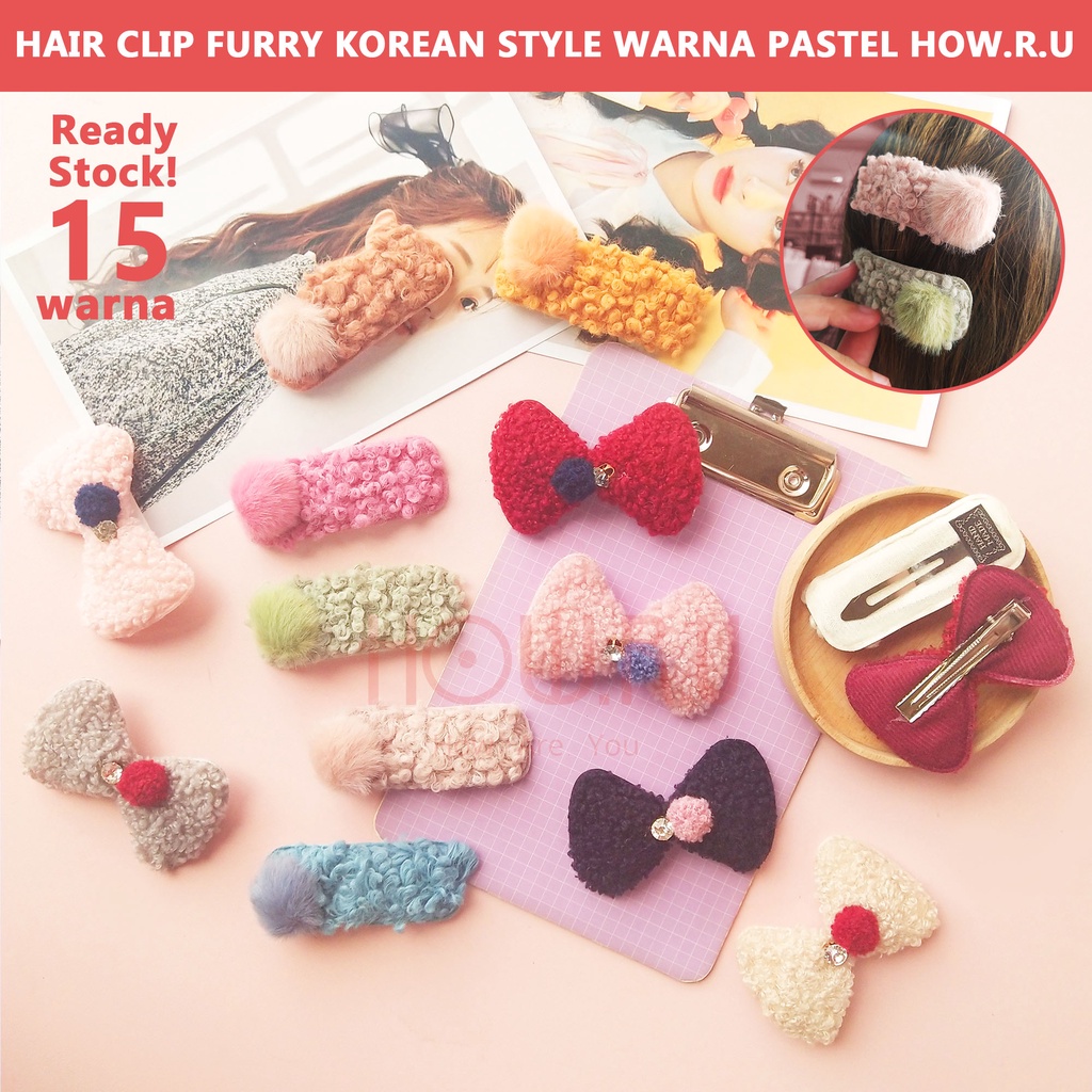 HOW.R.U | 7cm - Jepit / Klip / Hair Clip Rambut Furry Korean Style