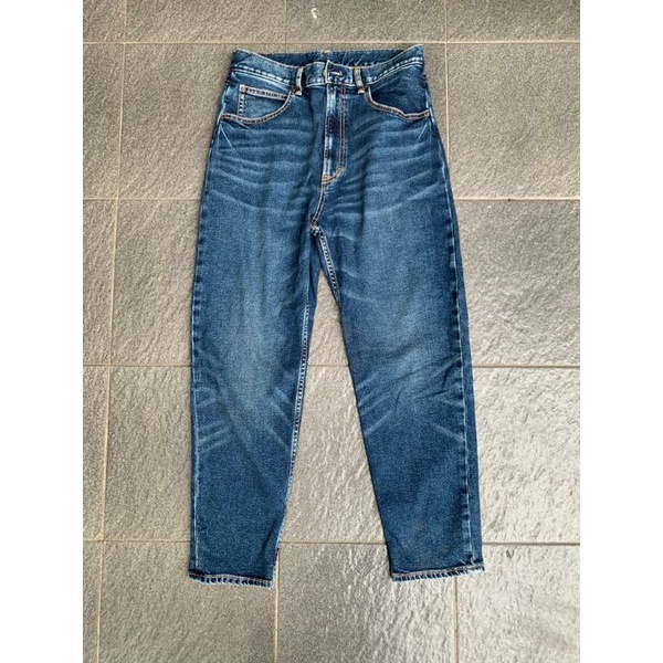 Gu uniqlo black denim pipe retro jeans