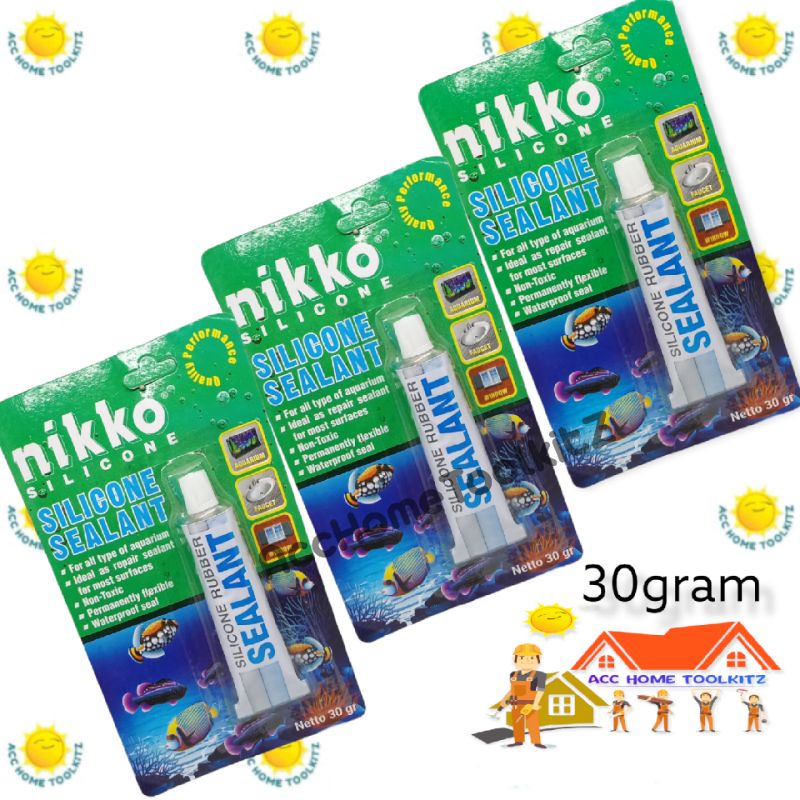 Lem Kaca Silicone Sealant Tube / Lem Aquarium Aquascape Silikon Odol Silicon Silen Transparan Kecil 30 gram dan Besar 70 gram / Nikko / Best 35 Gram Lubber Pasta Silikon Instan Lem Toilet Basin Wastafel