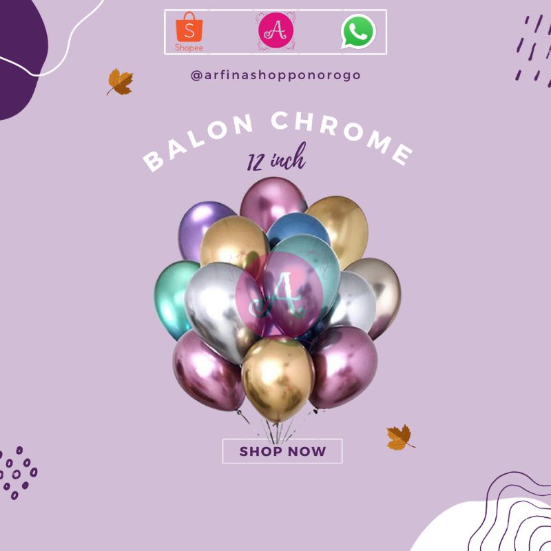 BALON LATEX CHROME 12INCH