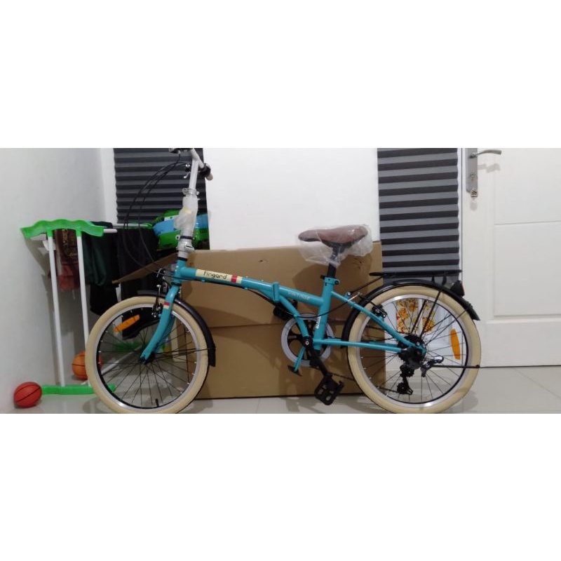 sepeda lipat fingard vintage hijau tosca
