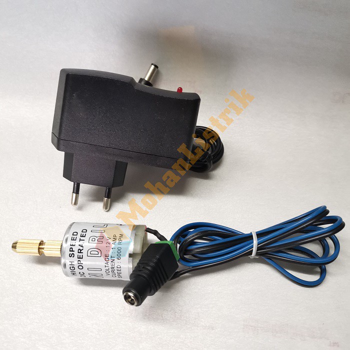 Paket Dinamo Bor Mini 5200RPM Set Adaptor Siap Pakai