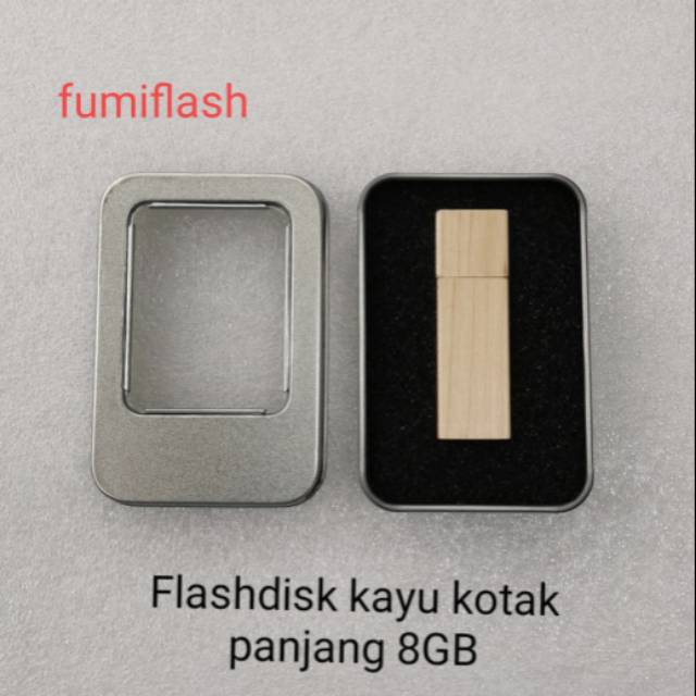 Flashdisk kayu kotak panjang 8GB real