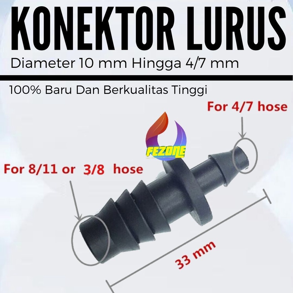 Konektor  10 mm hingga 4/7 mm untuk irigasi bunga, tanaman, halaman, pertanian FEZONE