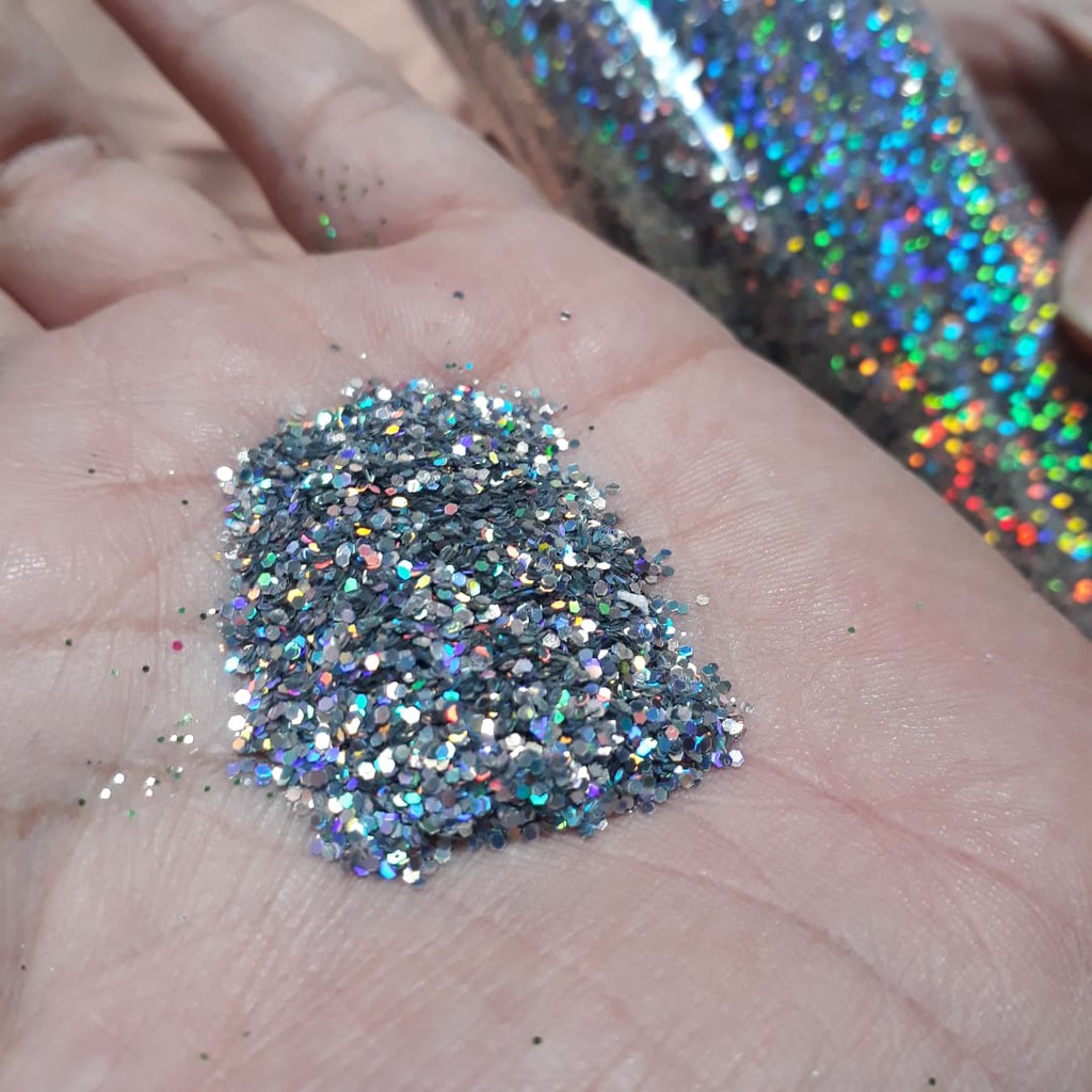 Serbuk Glitter Hexagonal silver &amp; gold 25gr/ Glitter Rainbow/ Glitter Hologram