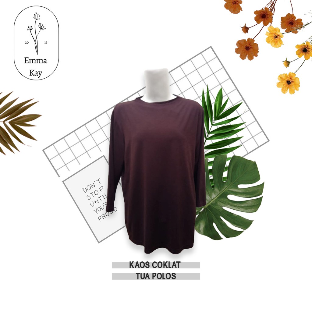 B069 KAOS COKLAT TUA POLOS