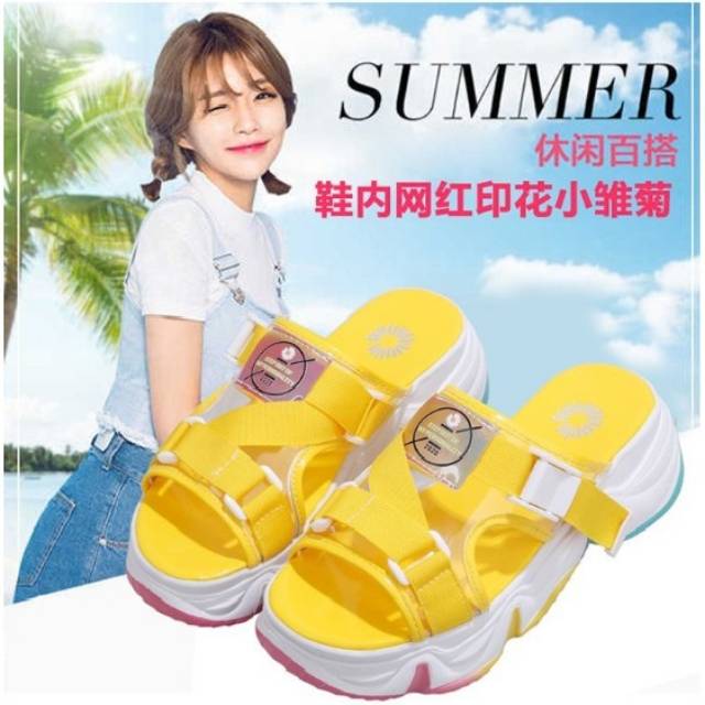 TBIG [COD] Sandal Wedges Wanita Import BUNGA TALI Korea Style Santai Wanita