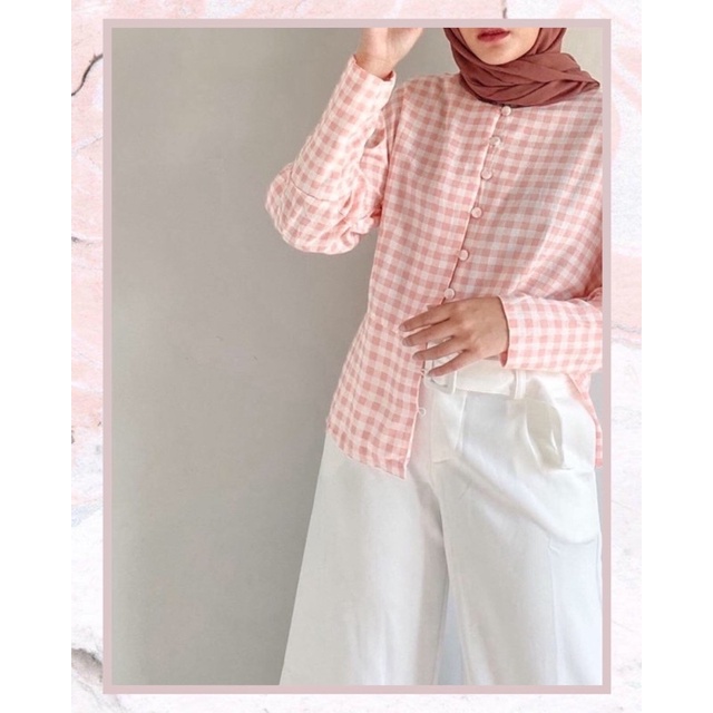 PINKAN TARTAN BLOUSE MURAH