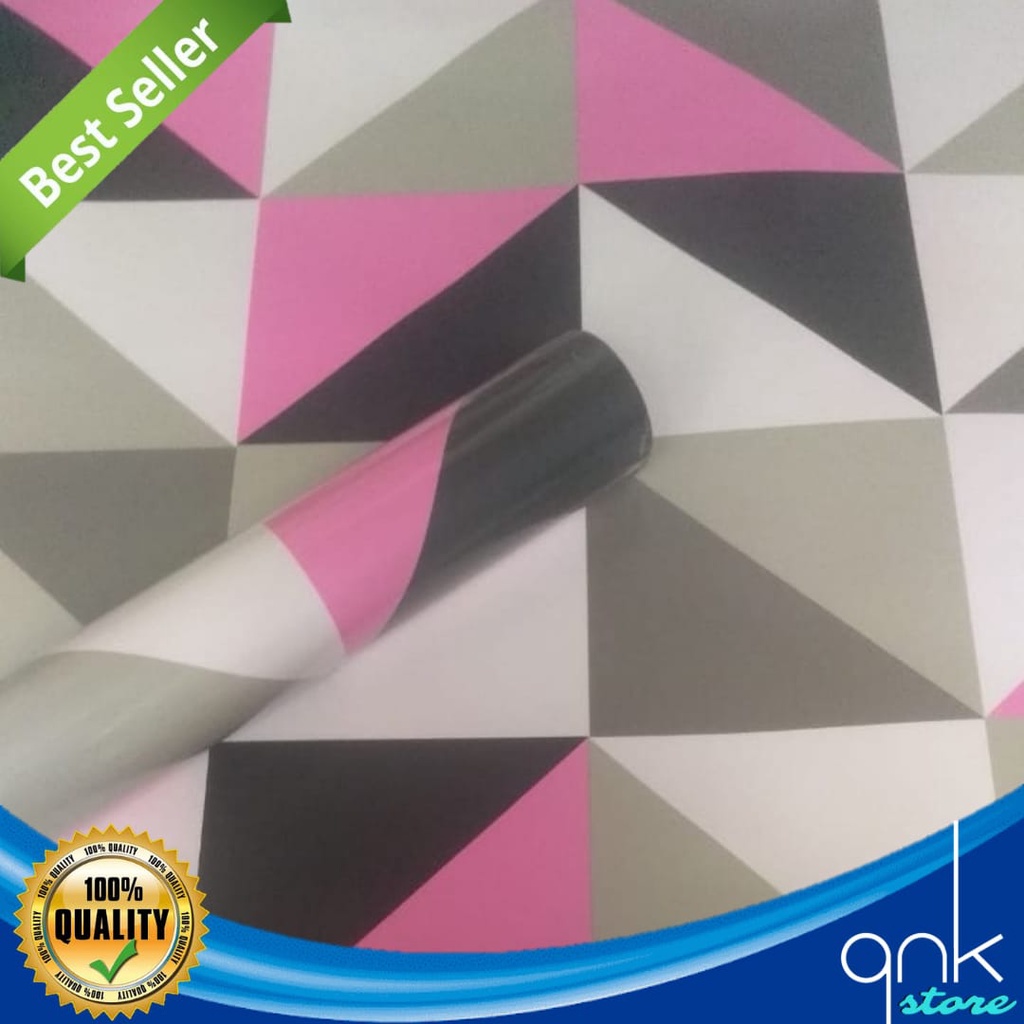 Wallpaper Dinding Motif Geometrik 45cm x 5m Geometrik Pink Wallpaper Sticker Dinding Motif Geometrik WallSticker Wallpaper Sticker Geometrik Pink