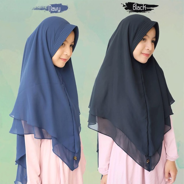 Khimar khadijah 2 layer model pinguin