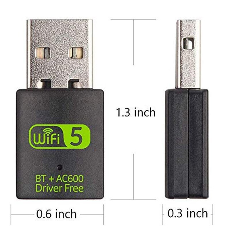 Mini USB WiFi Transmitter Receiver Dongle 802.11ac 600Mbps - K605 - Black