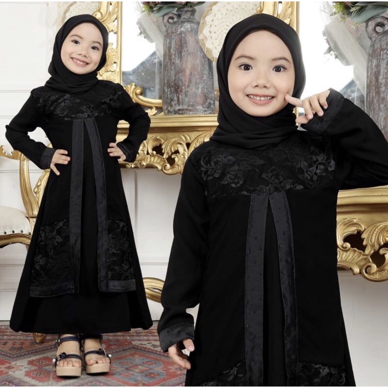 GAMIS ABAYA SYAR’I HITAM ANAK TURKEY 01 CANTIK MURAH COD