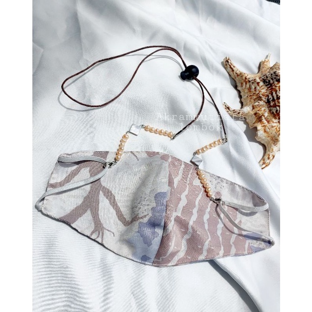 konektor 2in 1 strap masker mutiara air tawar kombinasi kerang