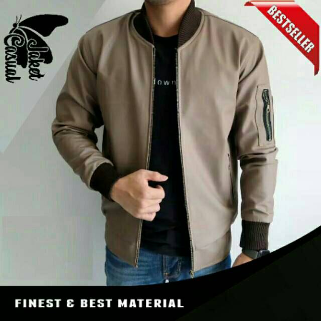 Jacket Bomber Semi kulit mocca