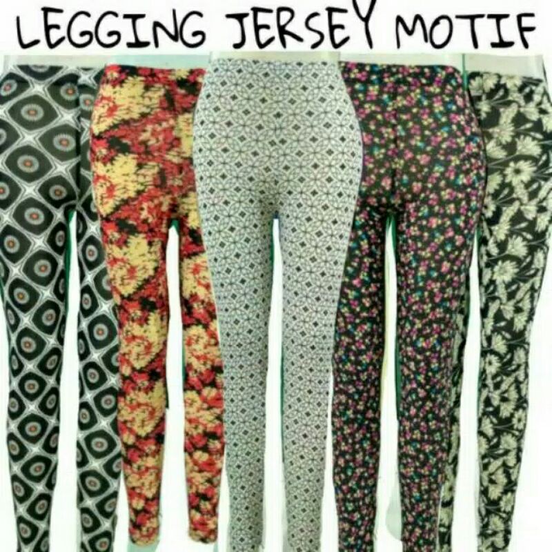 Legging Motif Random Wanita Jersey Lembut Standar - Jumbo { RANDOM }