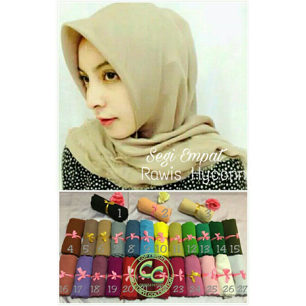 ✅ Segi 4 Double Hycon Rawis /  Square Rawis Doble Hyconn Segi Empat Murah / Hijab Square Polos