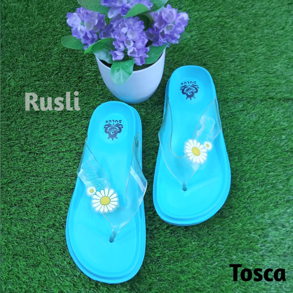 (COD) Sandal Jepit Wanita Tali Bening Motif Bunga Enjoy Life Dulux 336B