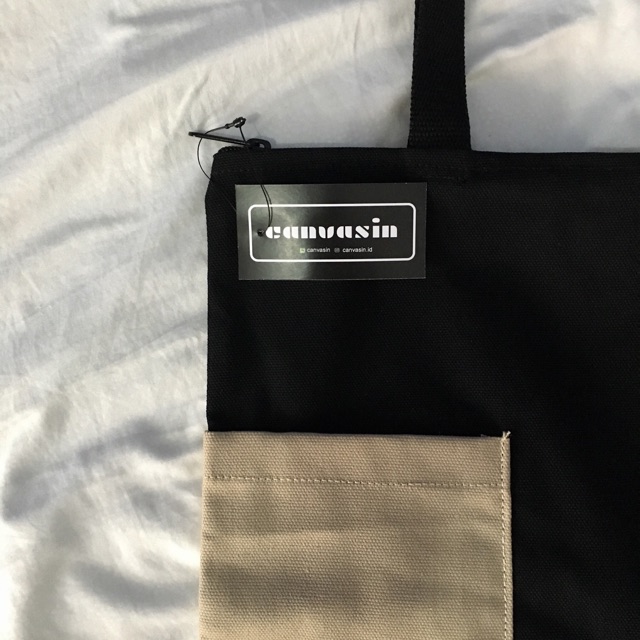 Tote bag black &amp; khaki