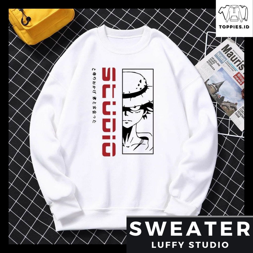 TOP - SWEATER HOODIE LUFFY STUDIO / SWEATER ANIME MURAH COUPLE / BAJU ANIME LUFFY