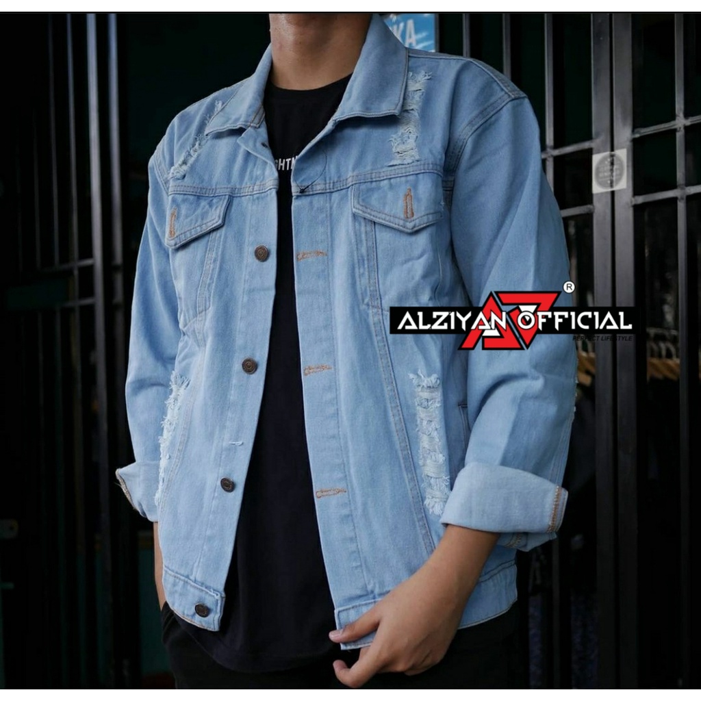 JAKET JEANS RIPPED SOBEK PRIA JAKET DENIM PRIA JAKET JEANS PRIA JAKET OVERSIZE WANITA JAKET PRIA JAK