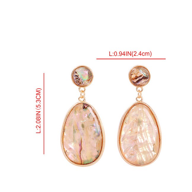 LRC Anting Tusuk Fashion Alloy Natural Stone Irregular Shape Earrings F99643