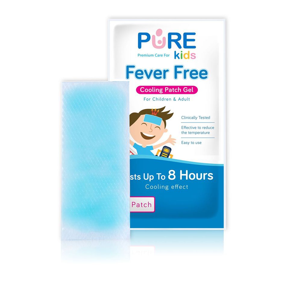 Pure Baby &amp; Kids Fever Free - 1 dus 4 lembar cooling patch gel KEMASAN BARU