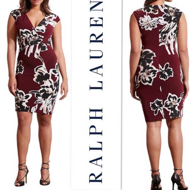 Ralph Lauren maroon black floral dress